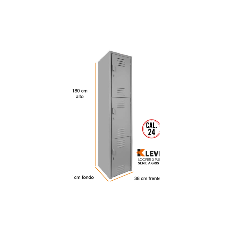 LOCKER 3 PUERTAS SERIE A GRIS