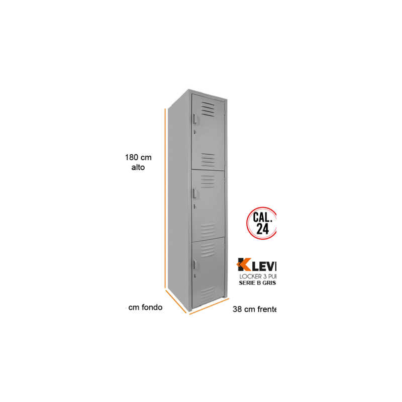 LOCKER 3 PUERTAS SERIE B GRIS