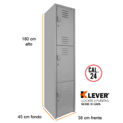 LOCKER 3 PUERTAS SERIE B GRIS